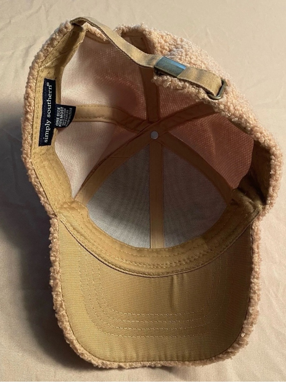 Simply Southern Beige Teddy Fleece/Sherpa Baseball Cap “Always Cold” - Picture 4 of 5